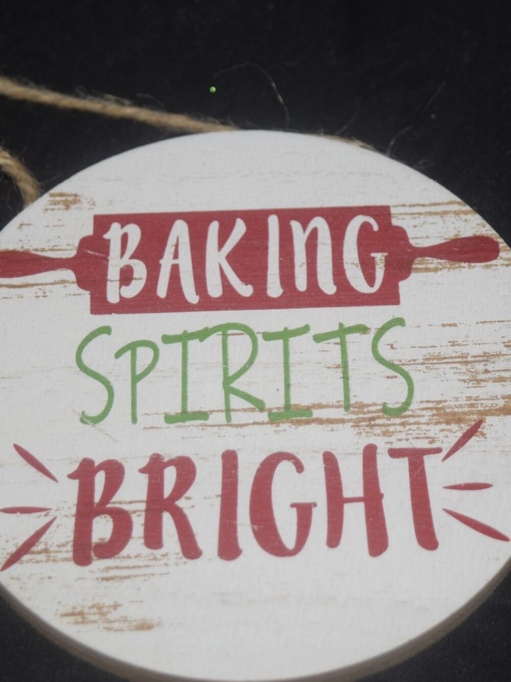 Rustic "Baking Spirits Bright" Wooden Round – Farmhouse Kitchen Christmas Decor
